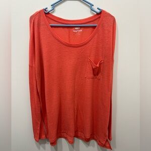 Old Navy Boyfriend Long Sleeve Tee Crew Neck Pink Orange XL